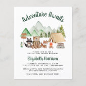 Woodland Animal Camping Virtual Baby shower Invite (Voorkant)