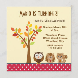 Woodland Animal Children Birthday Party Invite Kaart