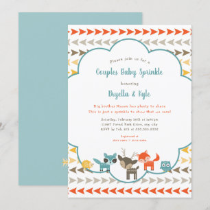 Woodland Animal Couples Baby Sprinkle Kaart