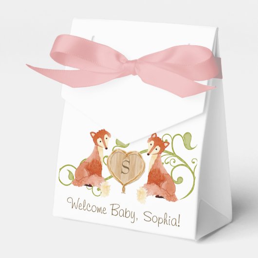 Woodland Animal Creatures, Fox n Vines Newborn Bedankdoosjes (Voorkant Zijde)