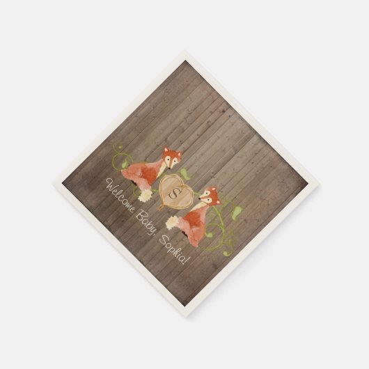 Woodland Animal Creatures, Fox n Vines Newborn Servetten (Hoek)