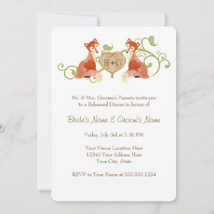 Woodland Animal Creatures, Fox n Vines Weddings Kaart