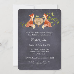 Woodland Animal Creatures, Fox n Vines Weddings Kaart