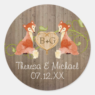 Woodland Animal Creatures, Fox n Vines Weddings Ronde Sticker