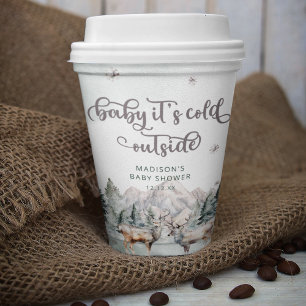 Woodland Animal Deer Winter Baby shower Papieren b Papieren Bekers