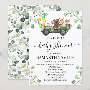 Woodland Animal Drive door Baby shower Kaart