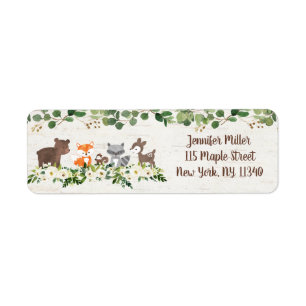 Woodland Animal Floral Adres Etiket
