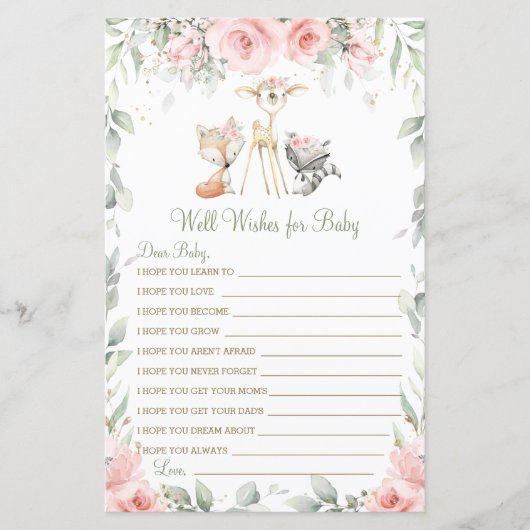 Woodland Animal Floral Well Wishes for Baby (Voorkant)