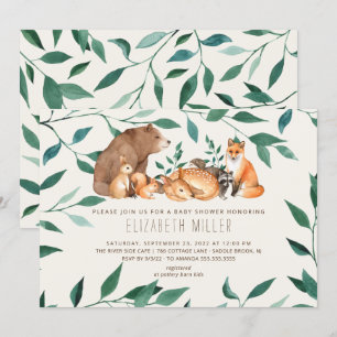 Woodland Animal Friends Baby shower Kaart