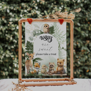 Woodland Animal Greenery Sweet treat Baby shower Poster