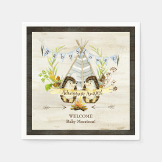 Woodland Animal Hedgehogs Teepee Boho Baby shower Servetten