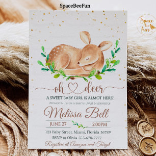 Woodland animal Herten Baby shower Invitation Kaart