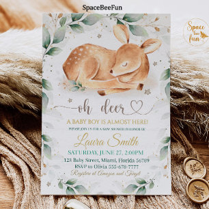 Woodland animal Herten Baby shower Uitnodigingsjon Kaart
