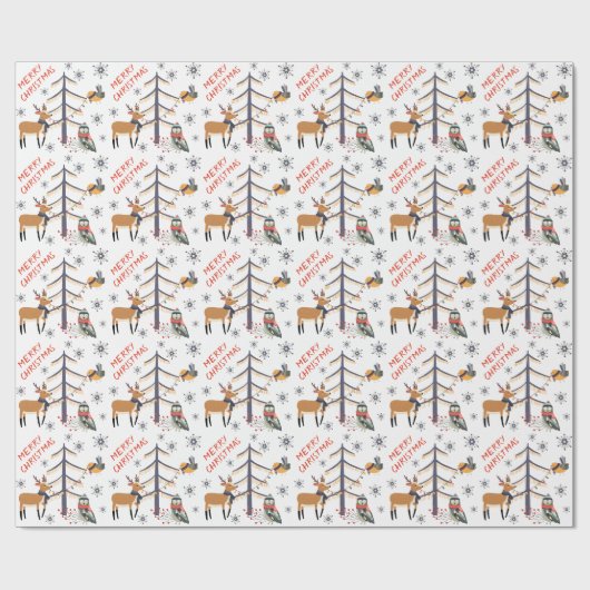 Woodland Animal Kerstmis Cadeaupapier (Vlak)