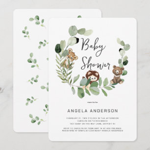 Woodland Animal Kingdom Baby shower Invitation Kaart
