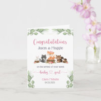 Woodland Animal New Baby Girl Gefeliciteerd