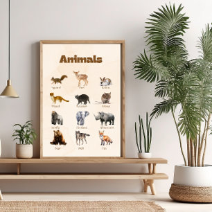 Woodland Animal Nursery Wall Art Foto Afdruk