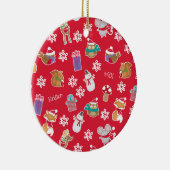 Woodland Animal Pattern Red Merry kerst Keramisch Ornament (Rechts)