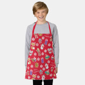 Woodland Animal Pattern Red Merry kerst Schort (Gedragen)