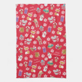 Woodland Animal Pattern Red Merry kerst Theedoek (Verticaal)