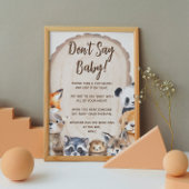 Woodland Animal thema niet zeggen baby Game Poster