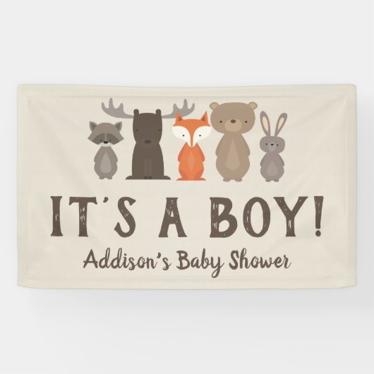 Woodland Animal Theme Baby shower Banner Groot (Horizontaal)
