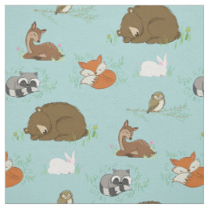 Woodland Animal Waterverf Baby Nursery Stof