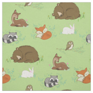 Woodland Animal Waterverf Baby Nursery Stof