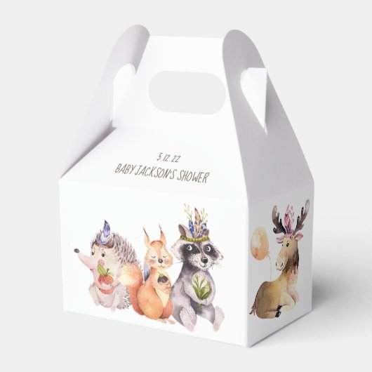 Woodland Animals 10 pk Party Favor Gable Box Bedankdoosjes (Voorkant Zijde)