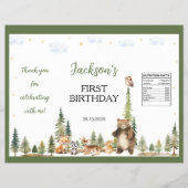 Woodland Animals 1st Birthday Chip Bag Wrapper Flyer (Voorkant)