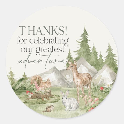 Woodland Animals Adventure Await Favor Sticker (Devant)