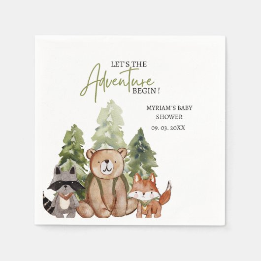 Woodland Animals Adventure Baby shower Servet (Voorkant)