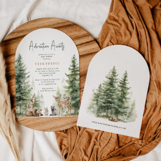 Woodland Animals Adventure wacht op Baby shower Ar Kaart
