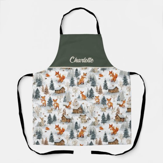 Woodland Animals and Rustic Cabins in the Snow Schort (Voorkant)