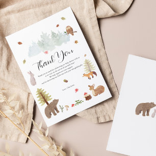 Woodland Animals Autumn Baby shower Bedankkaart