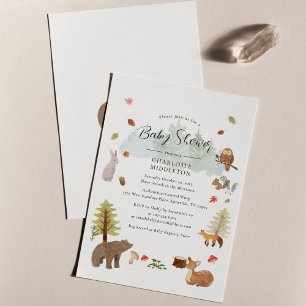 Woodland Animals Autumn Herfst Baby shower Kaart