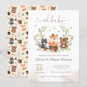 Woodland Animals Baby Boy Shower Invitation Kaart