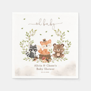 Woodland Animals Baby Boy Shower Invitation Servet