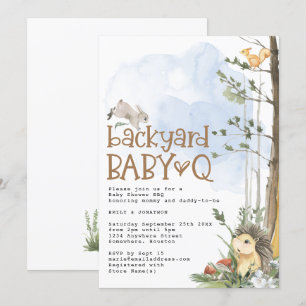 Woodland Animals Baby Q Backyard Baby shower Kaart