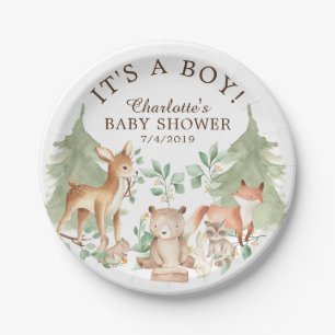 Woodland Animals Baby shower 7" Bord