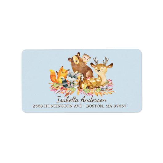 Woodland Animals Baby shower Adres Label (Voorkant)