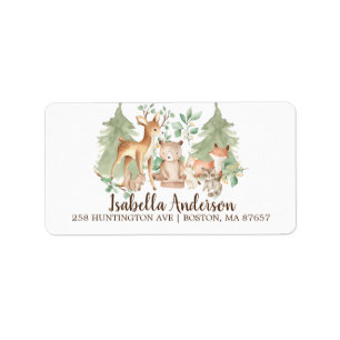 Woodland Animals Baby shower Adres Label