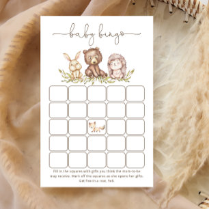 Woodland Animals Baby shower Bingo Game