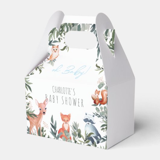 Woodland Animals Baby shower Boy Favor Box Bedankdoosjes (Voorkant Zijde)