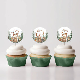 Woodland Animals baby shower Cupcake Topper Ronde Sticker
