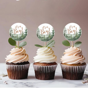 Woodland Animals baby shower Cupcake Topper Ronde Sticker