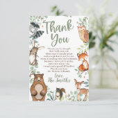 Woodland Animals Baby shower Dank u Kaarten (Staand voorkant)