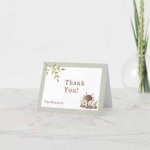 Woodland Animals Baby shower Deer Dank u Bedankkaart