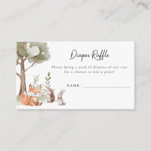 Woodland Animals Baby shower Diaper Raffle Informatiekaartje