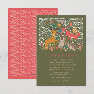 Woodland Animals Baby shower Diaper Raffle Kaart